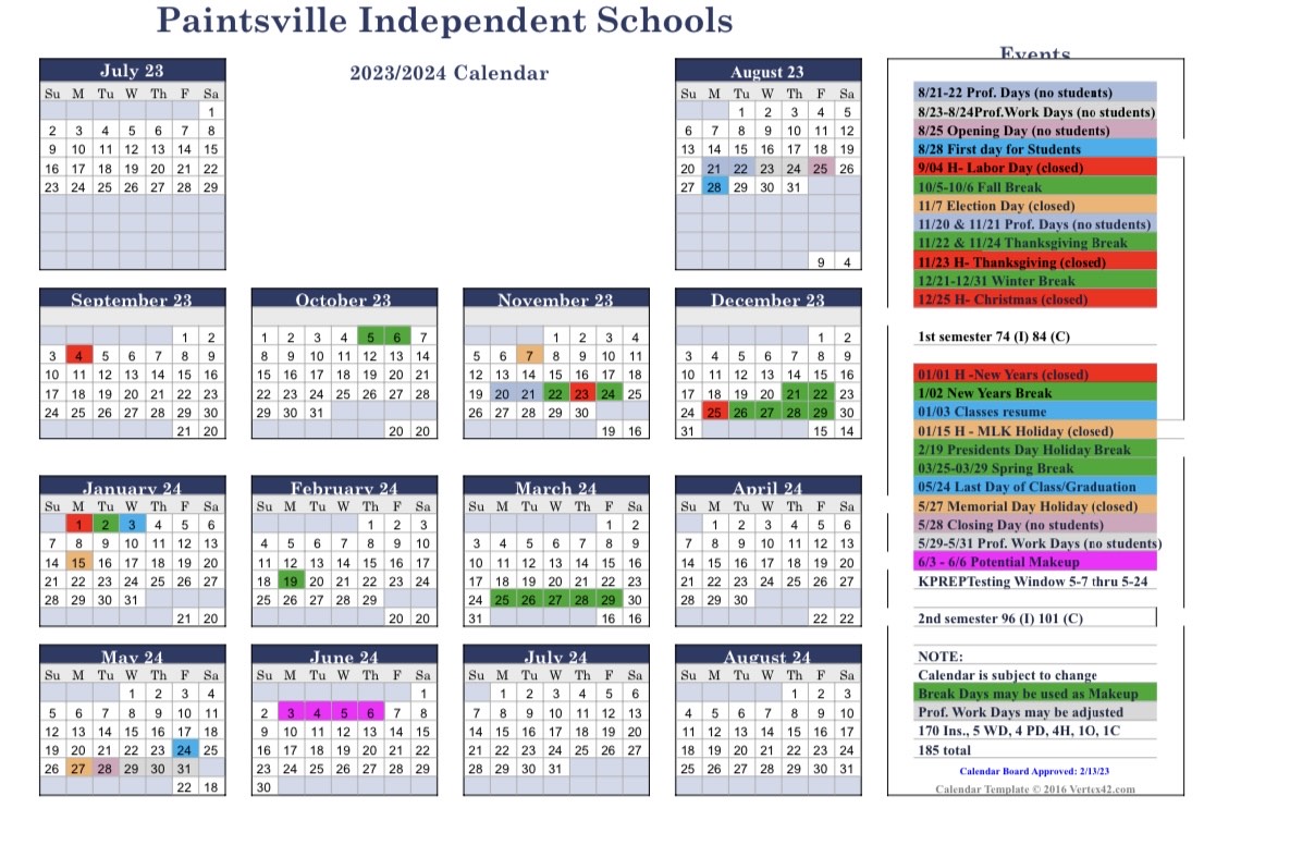 Calendar Paintsville Independent Schools